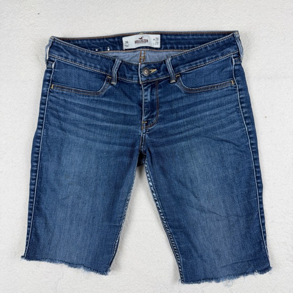 Hollister Pants - Hollister Womens Medium Wash Raw Hem Denim Bermuda Shorts Size 7R W28 L29